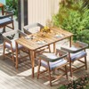 Tangkula 5PCS Patio Dining Set Solid Wood Furniture w/ Rattan Backrest & Seat Cushions - 3 of 4