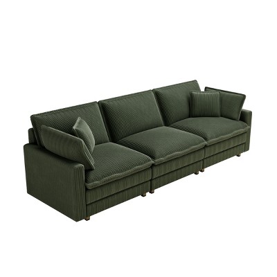 GDFStudio Jodie Corduroy Upholstered 103" Oversized Deep Seat  Sofa with Solid Wood Legs and 4 Pillows