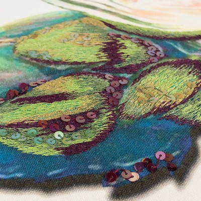 20" x 20" Green Artichoke Embroidered Cotton Pillow Cover