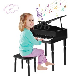 Infans 30-Key Classic Baby Grand Piano Toddler Toy Wood w/ Bench & Music Rack Black - 1 of 4