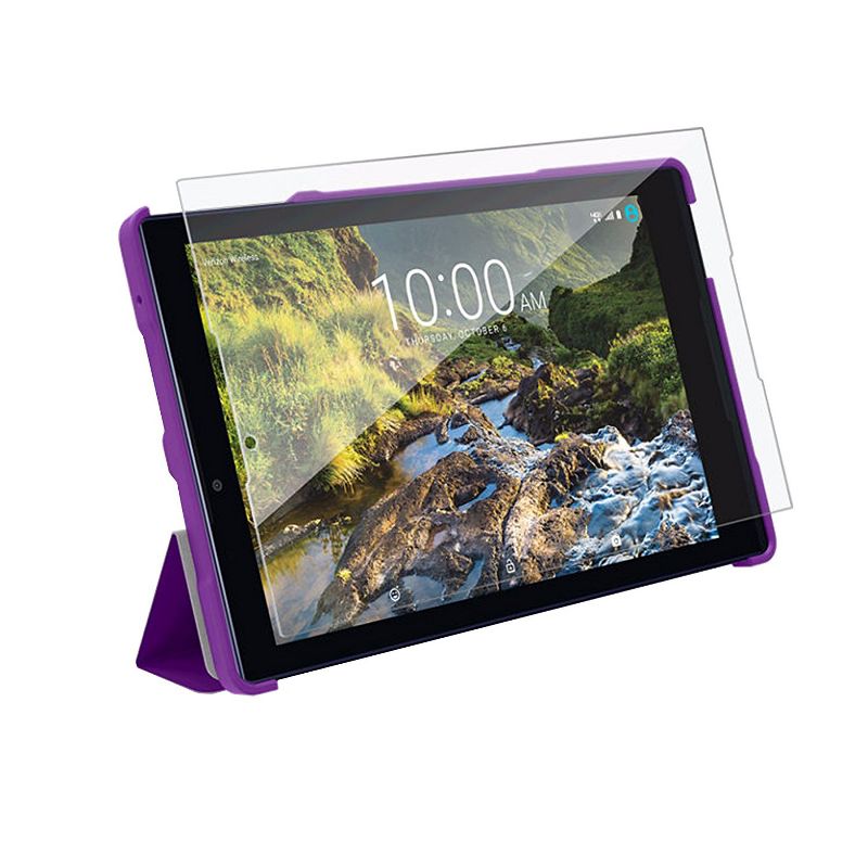 Verizon Folio Case & Tempered Glass Bundle for Ellipsis 8 HD - Purple, 2 of 3
