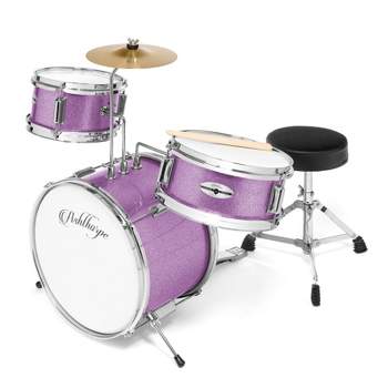 Ashthorpe 3-Piece Complete Junior Drum Set - Beginner Drum Kit with Drummer's Throne