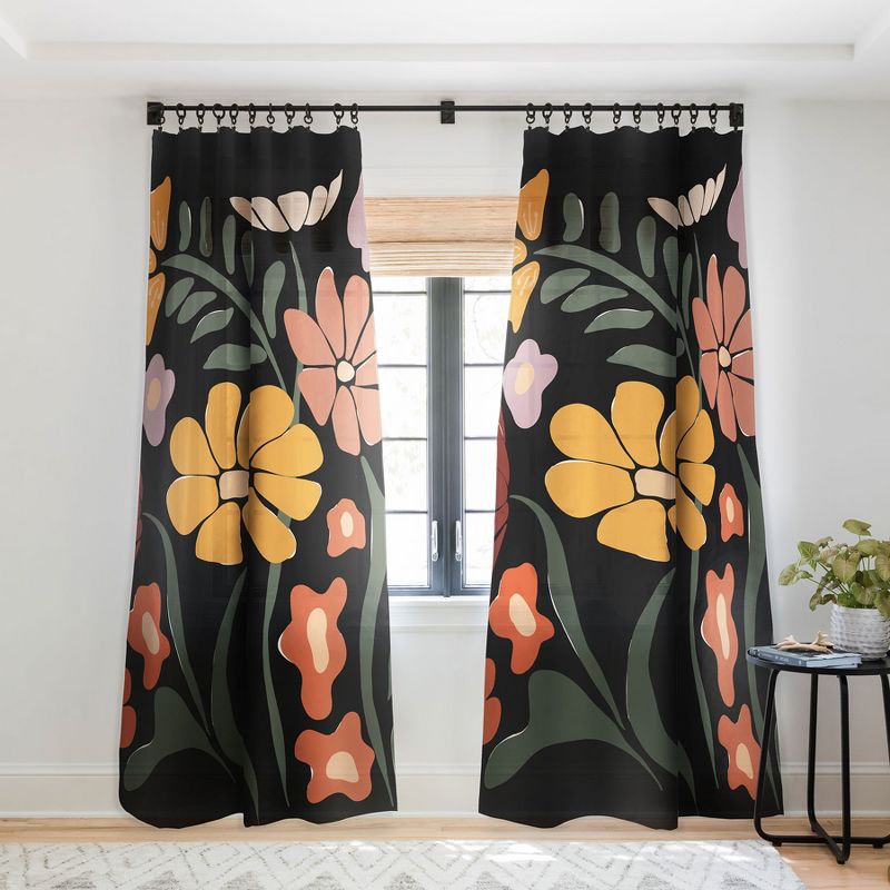 Miho TROPICAL floral night Single Panel Sheer Window Curtain - Deny Designs, 1 of 7