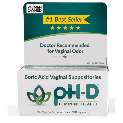 pH-D Feminine Health Boric Acid Vaginal Suppositories - 24ct