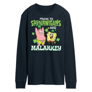 Men's - SpongeBob Squarepants - Prone To Shenanigans And Malarkey Long Sleeve Graphic T-Shirt - 1 of 4