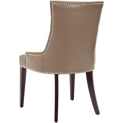 Transitional High-Back Clay Leather Upholstered Side Chair