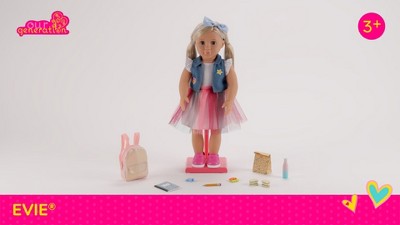 Our Generation Evie 18 School Doll In Rainbow Skirt With Backpack Accessories Set Target