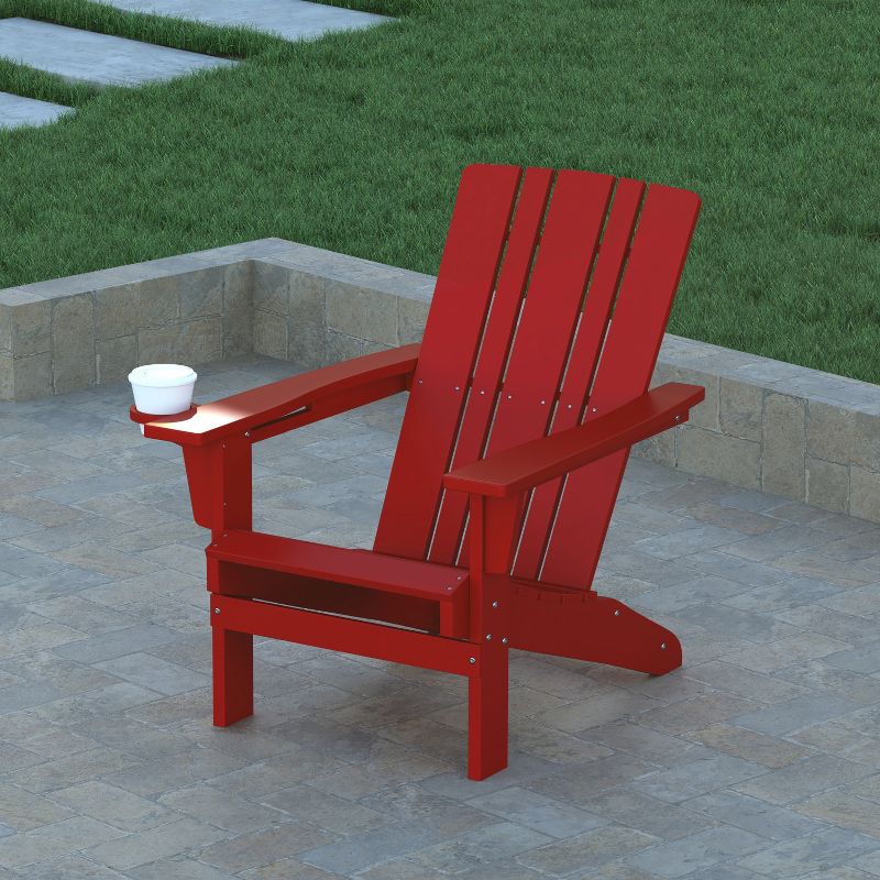 Emma and Oliver Set of 2 Adirondack Chairs with Cup Holders, Weather Resistant HDPE Adirondack Chairs, 4 of 12
