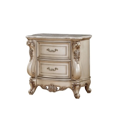 Gorsedd Nightstand Marble Top/Antique White Finish - Acme Furniture