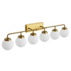POWLIG 45.28-in 6-Light Gold Bathroom Light Fixtures Over Mirror Vanity Lighting with Milk White Glass Globe Shades - 2 of 4