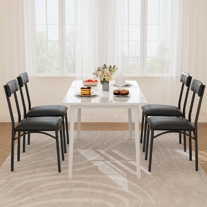 Dining Chairs Set of 4, PU Leather Kitchen Chairs, Dining Room Upholstered Chairs Set, Black Chair for Various Tables, Kitchen, Apartment - 1 of 4
