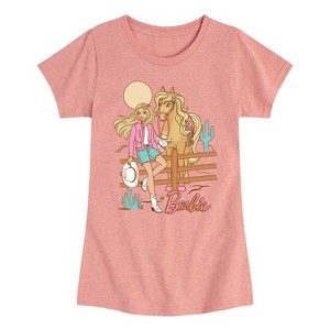 Girls' - Barbie - Desert Cowgirl Fitted Short Sleeve Graphic T-Shirt - 1 of 4