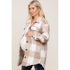 PinkBlush Beige Plaid Brushed Long Maternity Shacket - 2 of 4