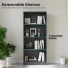 GlasFlength Decorative Bookshelf, Spacious Space and Adjustable Shelf, Open Bookshelves for Bedroom, Living Room, Home Office，Gray，24.4"*11.6"*55.9" - 4 of 4