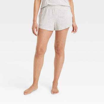 Women's Plaid Flannel Pajama Shorts - Stars Above™ Cream/Gray M