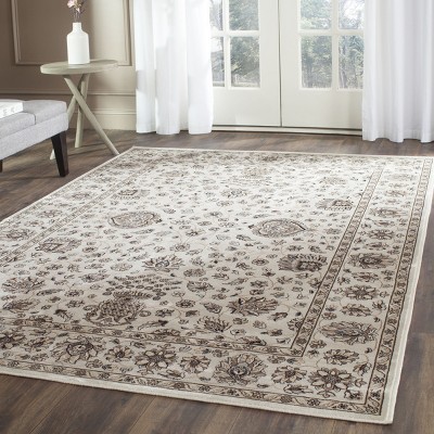 Ivory and Beige Rectangular Wool and Viscose Area Rug