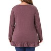 Agnes Orinda Women's Plus Size Ruffled Hem Crew Neck Long Sleeve Flowy Casual Tunic Tops with Pockets - 4 of 4