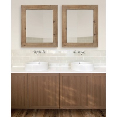 Garvey 36" x 30" Rustic Brown Solid Wood Full-Length Vanity Mirror