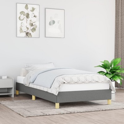 vidaXL Twin Bed Frame in Dark Gray, Modern Design, Durable Fabric, Sturdy Legs, Plywood Slats, Easy Assembly