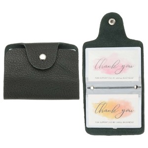 Unique Bargains Leather Slim ID Card Business Card Holder Wallets with 24 Slots 4" x 3" 2 Pcs - 1 of 4