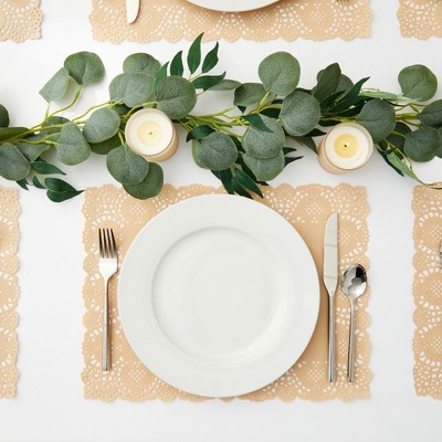 Brown Lace Paper Doilies Rectangular Disposable Placemats 16"