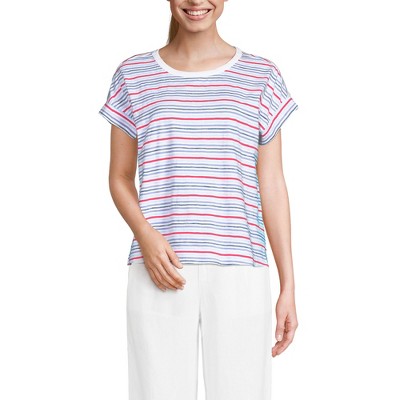 Lands' End Women's Short Sleeve Slub Boxy Crew T-Shirt