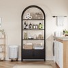 4-Tier Arched Bookshelf, 71.5" Arched Bookcase with Doors Storage, Tall Industrial Book Shelf - 2 of 4