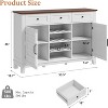 53.5" Farmhouse Buffet Cabinet with Storage, with 3 Drawer, Reversible Wine Rack, Adjustable Shelf, for Dining Room, Kitchen, Living Room - 2 of 4