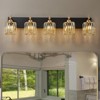 LLHZSY Modern Dimmable Bathroom Vanity Light Crystal Glass Wall Sconce - 5 Light - Black & Gold - 2 of 4