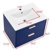Akoasm 24 Inch floating Wall Bathroom Storage Cabinet With White Ceramic Sink, Storable Drawer-Blue - 2 of 4