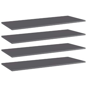 vidaXL Bookshelf Boards 4 pcs High Gloss Gray 39.4"x15.7"x0.6" Engineered Wood - 1 of 4
