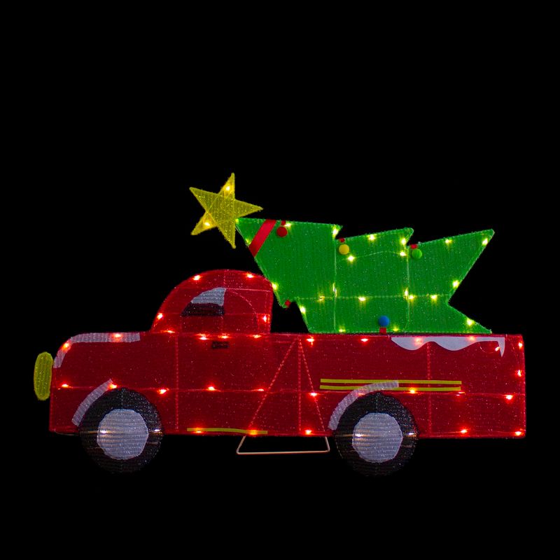 Northlight 36" LED Lighted Red Truck with Christmas Tree Outdoor Decoration, 3 of 8