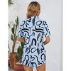 Womens Summer Pajama Sets Front Button Down Short Sleeve Shirts with Shorts Graffiti Pattern Summer Resorts Outfits Casual Co-ord Sets,Blue - 2XL - 3 of 4