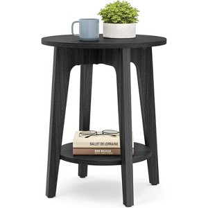 Side Table, Small Round End Table with Lower Shelf, Nightstand for Small Spaces, Living Room, Bedroom - 1 of 4