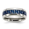 Chisel Stainless Steel Polished with Blue Carbon Fiber Inlay 8mm Band Ring - 2 of 4