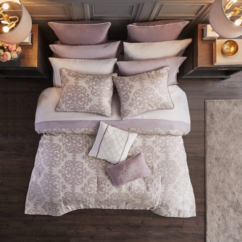 Aurlie California King 16pc Jacquard Bedding Set Purple Target