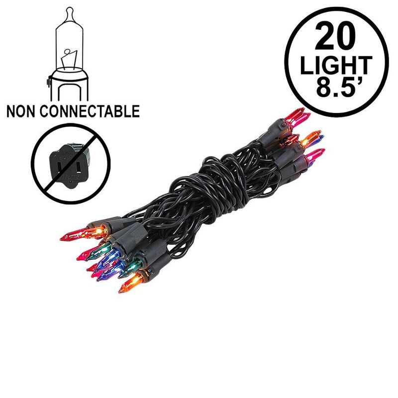 Novelty Lights 20 Light Incandescent Craft Mini Christmas String Lights Black Wire 8.5 feet, 2 of 5