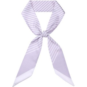 INSPIRE CHIC Women's Striped Print Skinny Long Satin Silky Ribbon Neck Scarves 1Pc - 1 of 4