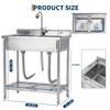 Coucheta Freestanding Commercial Utility Sink, Stainless Steel w/ Faucet, Adjustable Legs, Shelf, Hooks, Backsplash, Hot & Cold Water - 2 of 4