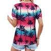 Nlife Womens Puff Short Sleeve Hawaiian Shirts Floral Tropic Printed Pleated V Neck Summer Casual T-Shirt Trendy Boho Blouses Tops - 4 of 4