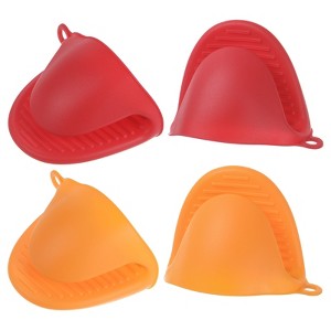 Unique Bargains Heat Resistant Kitchen Utensil Sets Silicone Oven Mitts 4 Pcs - 1 of 4