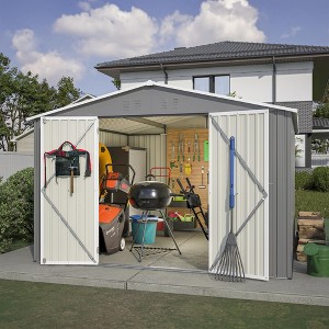 NicBex 10x10 FT Outdoor Storage Shed,Utility Metal Tool Storage with Lockable Doors for Backyard,Patio Lawn,Garden,Gray - 1 of 4