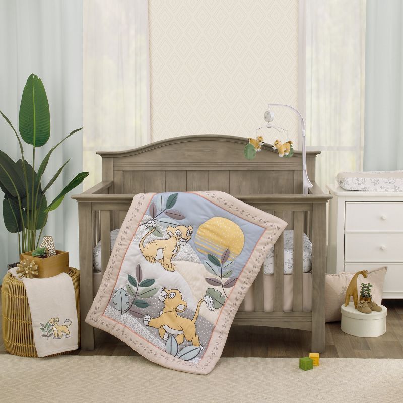 Disney Lion King Leader of the Pack Grey, Sage, Ivory and Yellow 3 Piece Nursery Crib Bedding Set - Comforter, Fitted Crib Sheet, and Crib Skirt, 1 of 7