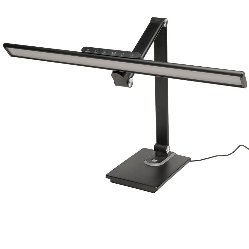 Excello Brands Wellness Series 6-Touch Adjustable Square Base LED Desk Lamp w/ Night Light, 17.5", Black