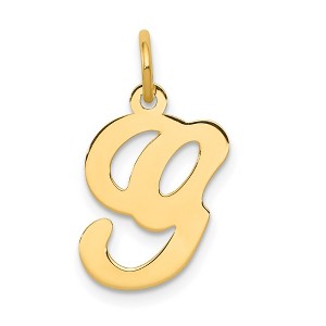 Black Bow Jewelry 14k Yellow Gold, Sophia Collection, Small Script Initial G Pendant - 1 of 4