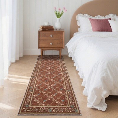 Modern Washable Area Rug for Living Room, Floral Printed Floor Rug with Non Slip Backing, Ultra-Thin Stain Resistant Carpet for Home