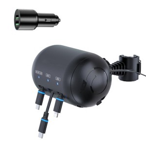 Itopfox 3-in-1 Retractable Backseat Car Charging Station 36W Fast Charger for All Phones iPhone, Samsung, Ideal for Lyft, Turo, Uber, Taxi, Rideshare - 1 of 4