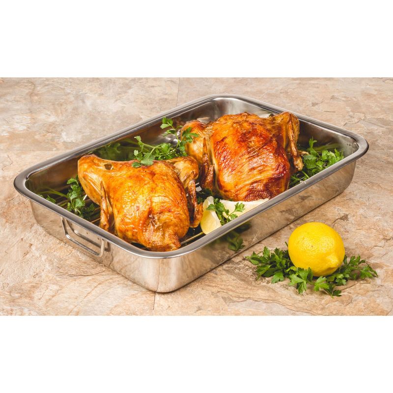 Lexi Home Stainless Steel Roasting Pan with Rack, 5 of 6