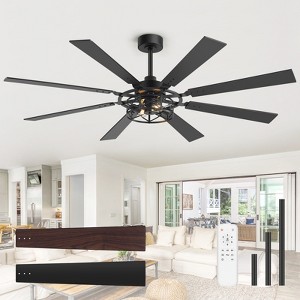 Airsurfer 65" Ceiling Fan with Light and Remote Control 8 Blades Ceiling Fan with 6-Speed Quiet DC Motor, Reversible Blades, Timer - 1 of 4