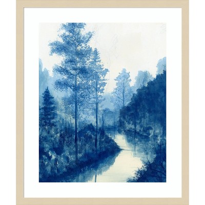 Liberty Blue Landscape II Framed Wall Art Print in Natural Wood